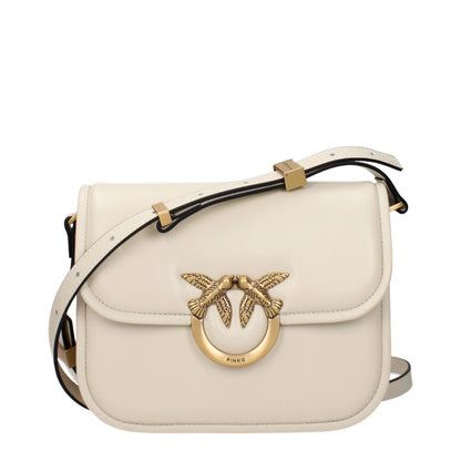 PINKO Beige Leather Crossbody Bag - Chic Italian Elegance