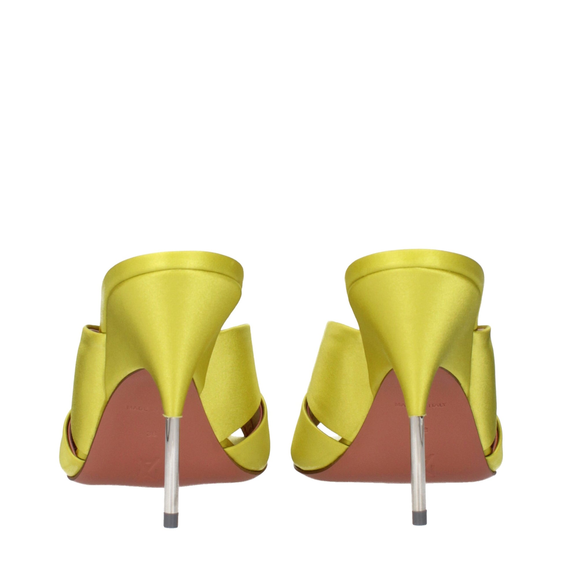 Amina Muaddi Green Satin Stiletto Heels Sandals