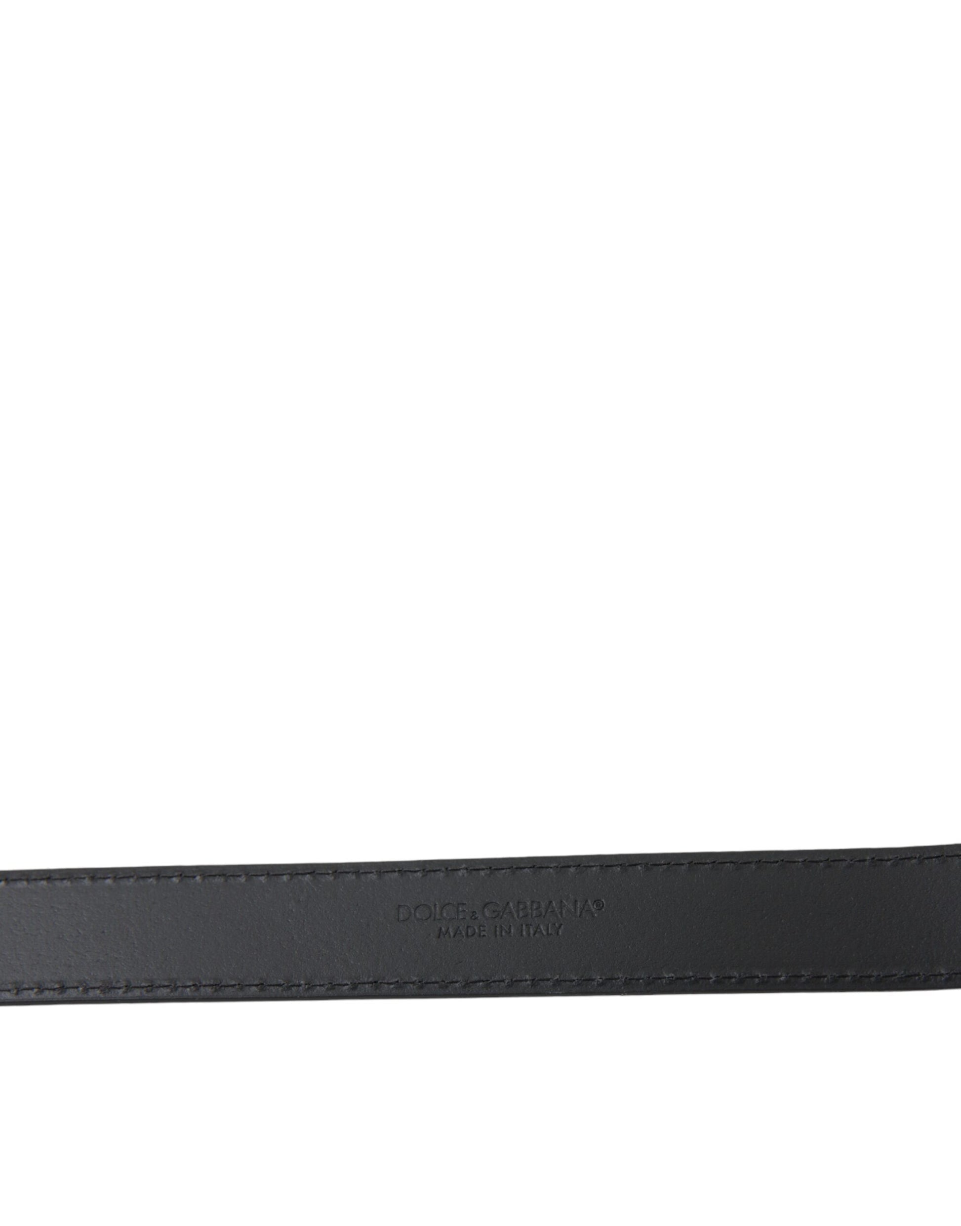 Dolce & Gabbana Black Leather Silver Metal Buckle Belt for Men