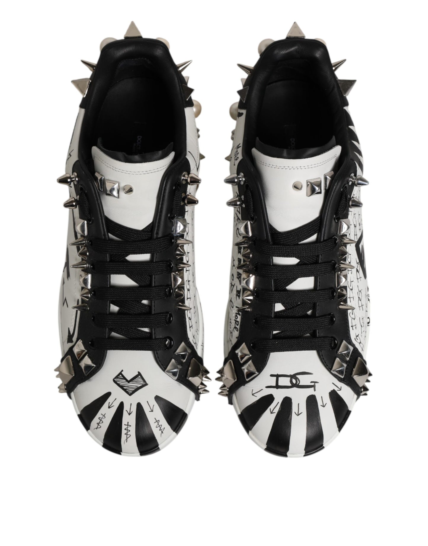 Dolce & Gabbana White Portofino Studded Men Sneakers