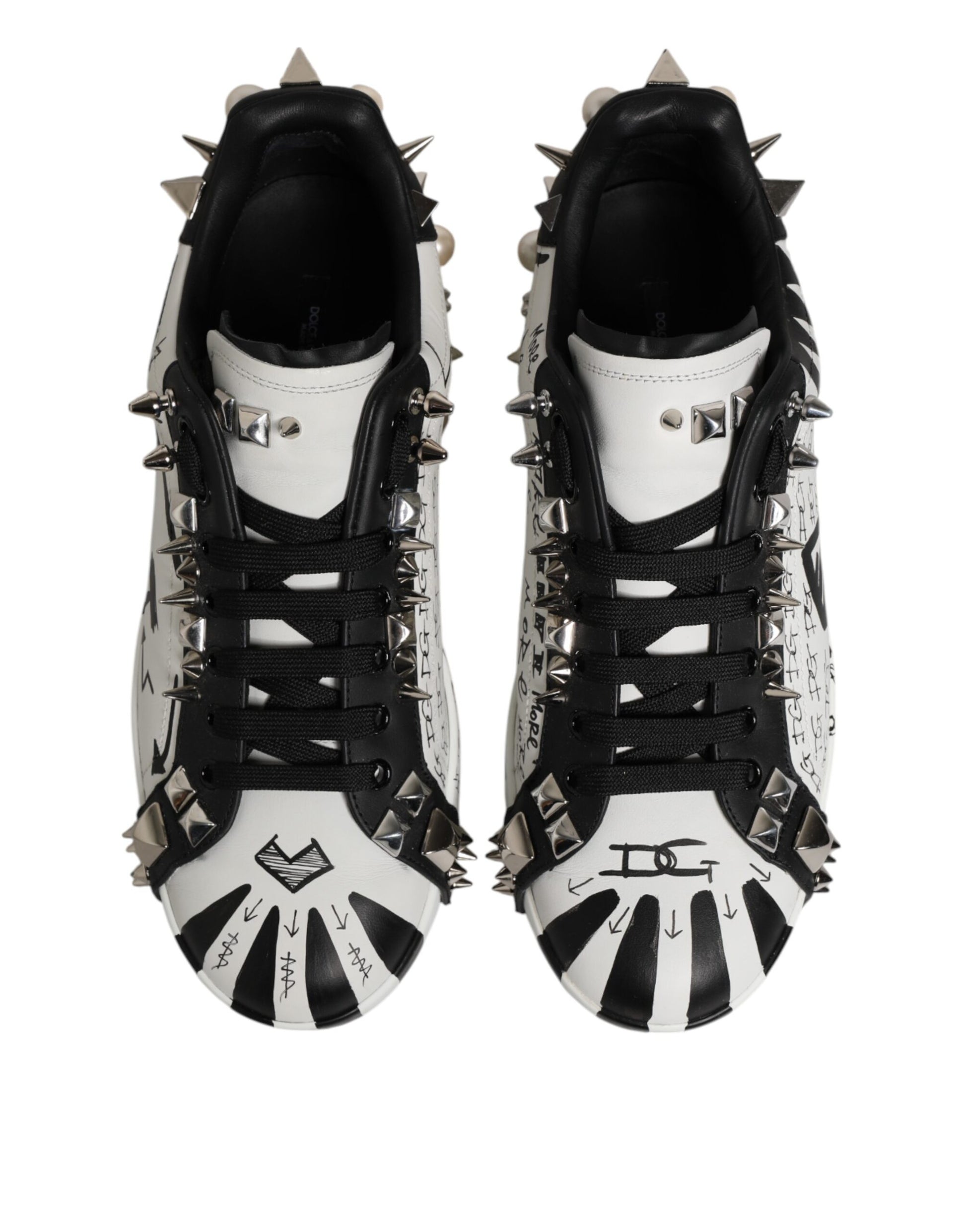 Dolce & Gabbana White Portofino Studded Men Sneakers