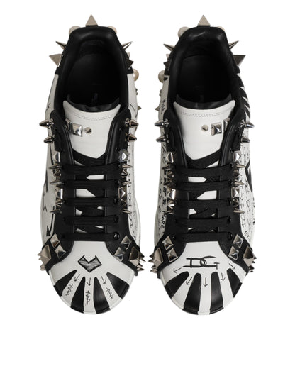 Dolce & Gabbana White Portofino Studded Men Sneakers