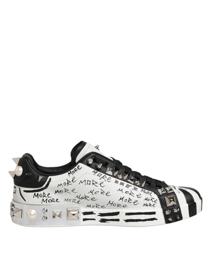 Dolce & Gabbana White Portofino Studded Men Sneakers