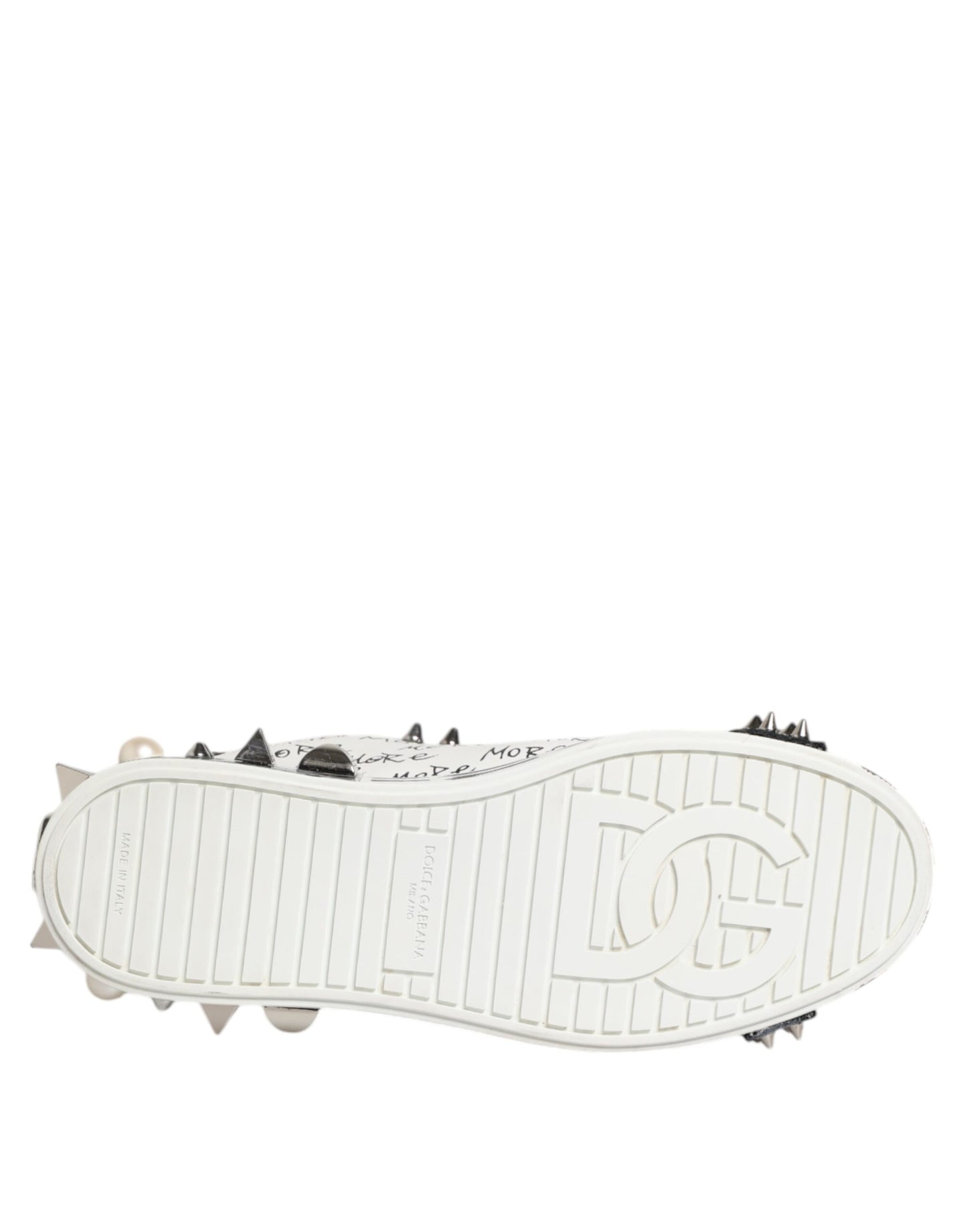 Dolce & Gabbana White Portofino Studded Men Sneakers