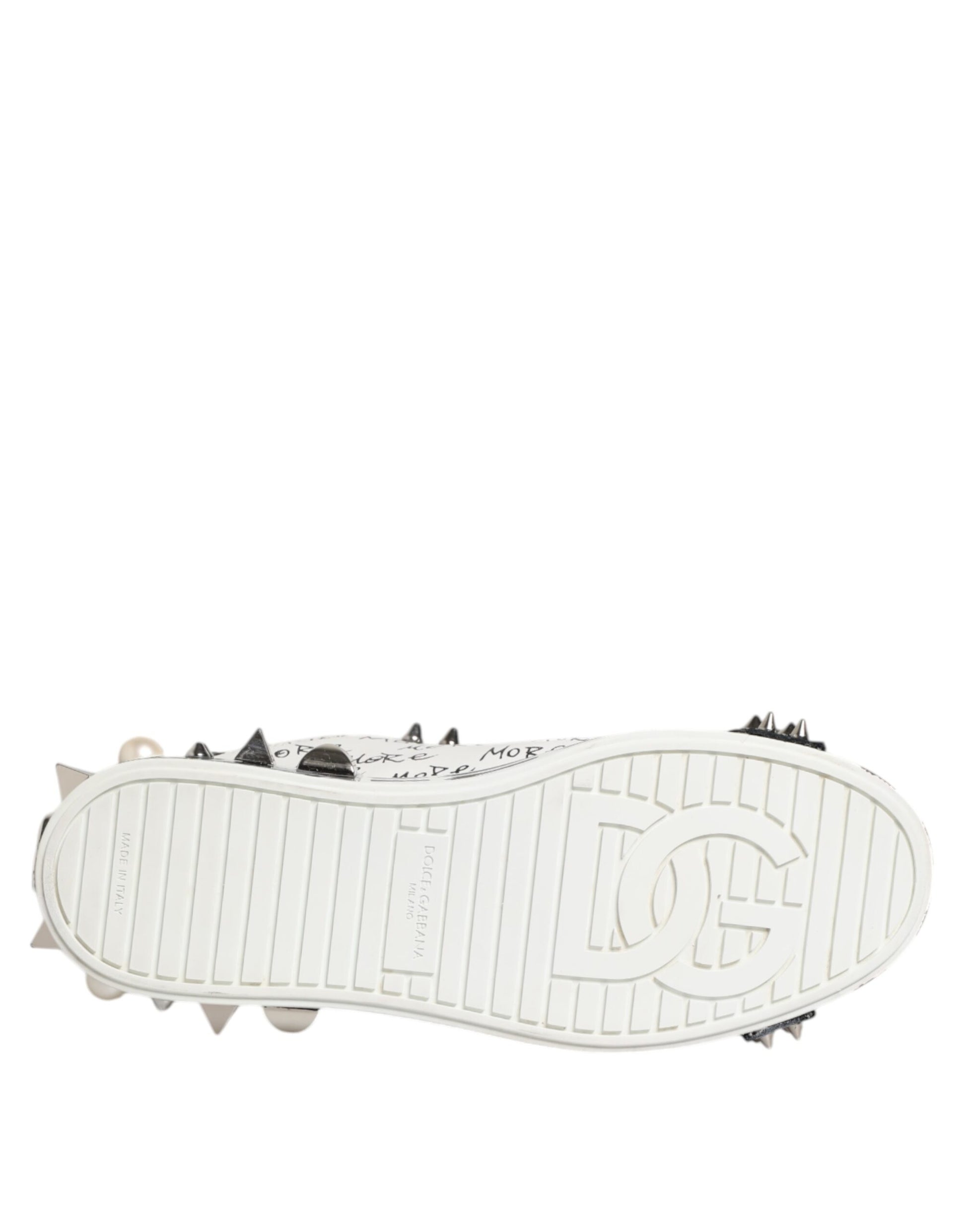 Dolce & Gabbana White Portofino Studded Men Sneakers