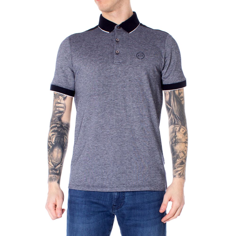 Armani Exchange Blue Cotton Polo Shirt for Men