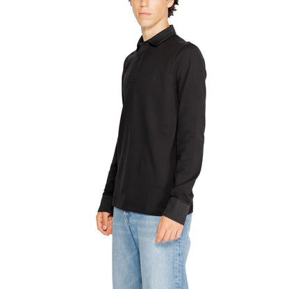 Armani Exchange Black Cotton Long Sleeve Polo