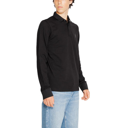 Armani Exchange Black Cotton Long Sleeve Polo