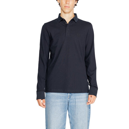 Armani Exchange Blue Cotton Long Sleeve Polo