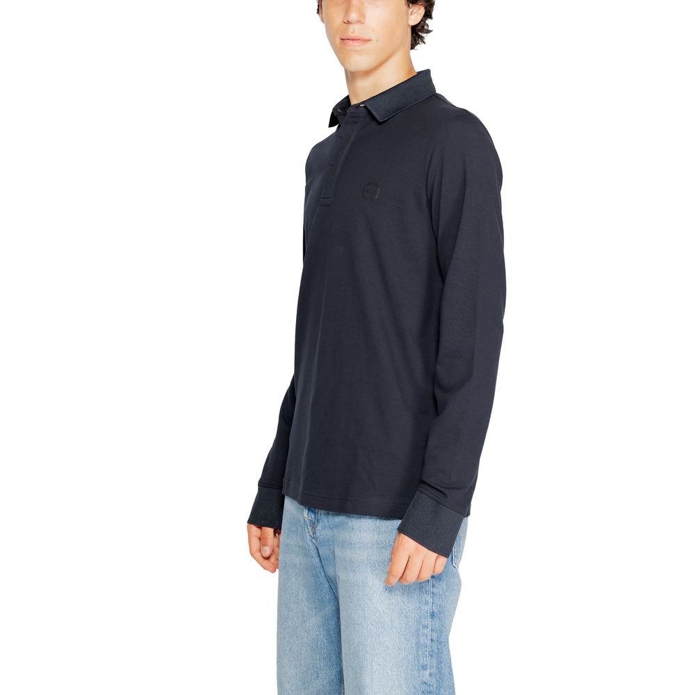 Armani Exchange Blue Cotton Long Sleeve Polo
