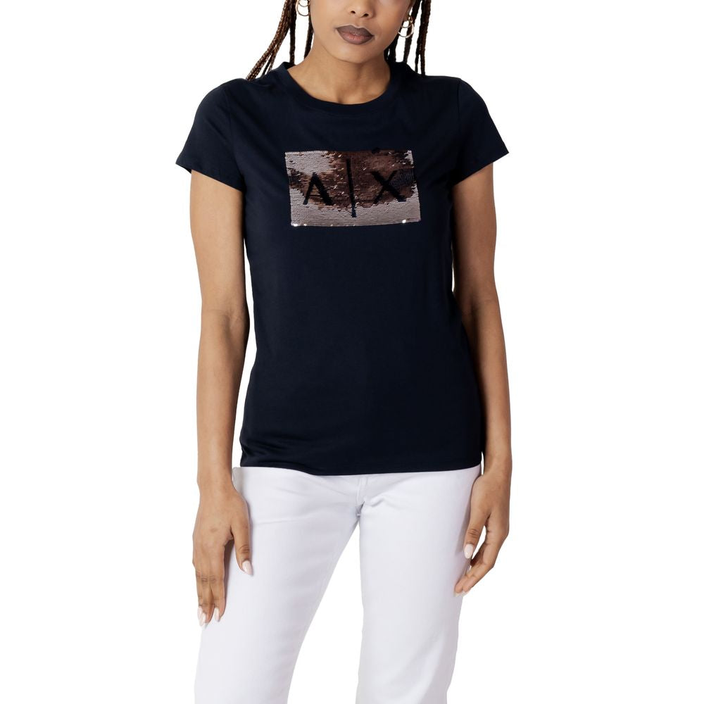 Armani Exchange Blue Cotton T-Shirt for Women