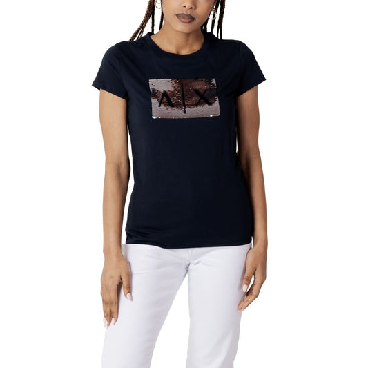 Armani Exchange Blue Cotton T-Shirt for Women