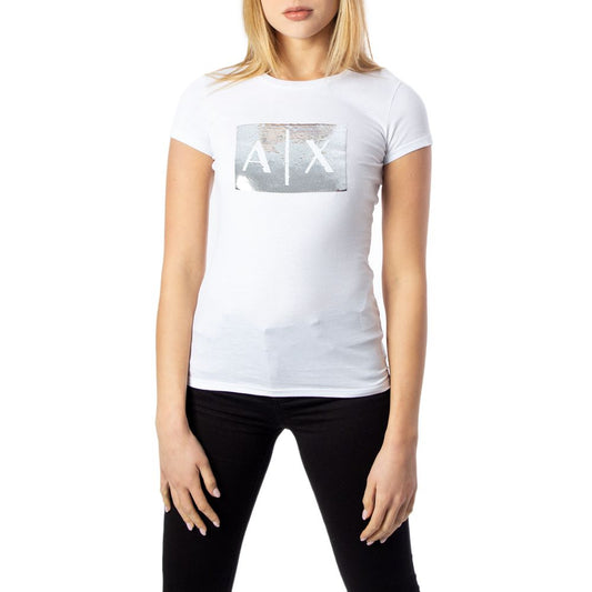 Armani Exchange White Cotton T-Shirt for Women
