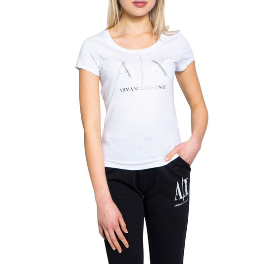 Armani Exchange White Cotton T-Shirt for Women