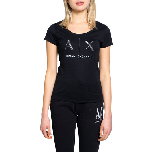 Armani Exchange Black Cotton T-Shirt for Women
