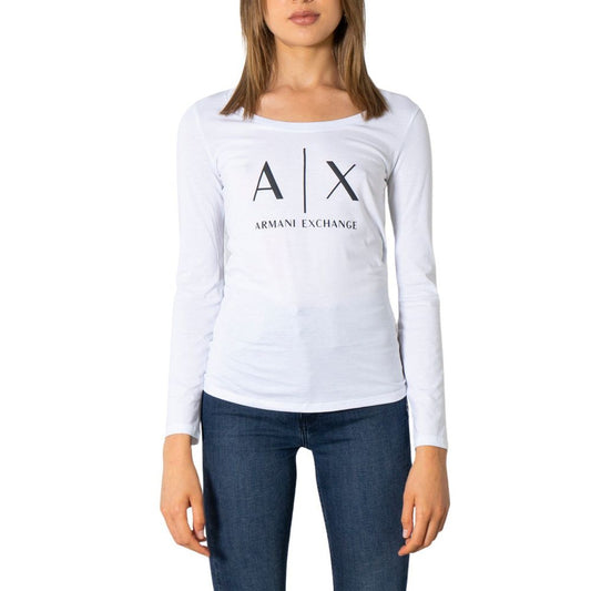 Armani Exchange White Cotton Long Sleeve T-Shirt for Women
