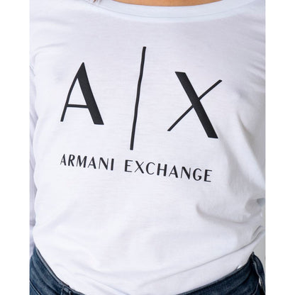 Armani Exchange White Cotton Long Sleeve T-Shirt for Women