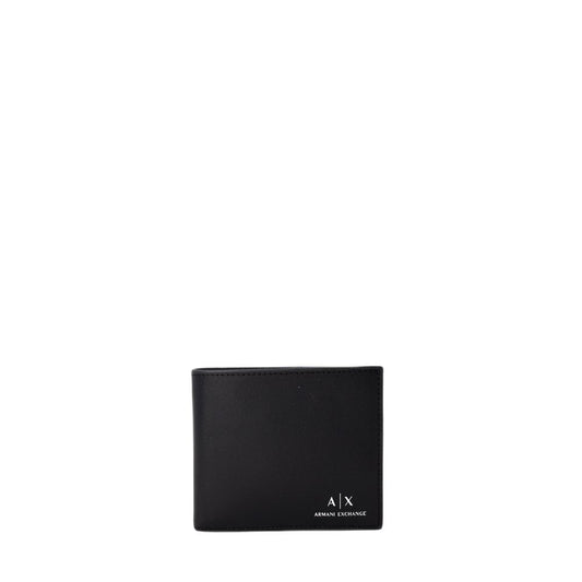 Armani Exchange Black Leather Wallet with Coin Pocket