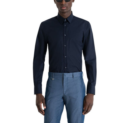 Antony Morato Blue Cotton Shirt - NAPOLI MMSL00628-FA400078