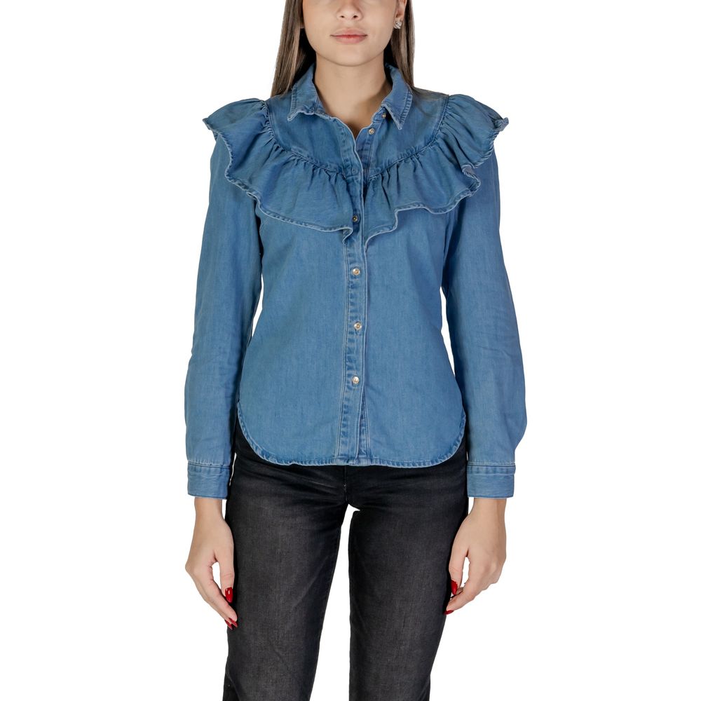 Only Blue Cotton Shirt - Women's Long Sleeve
