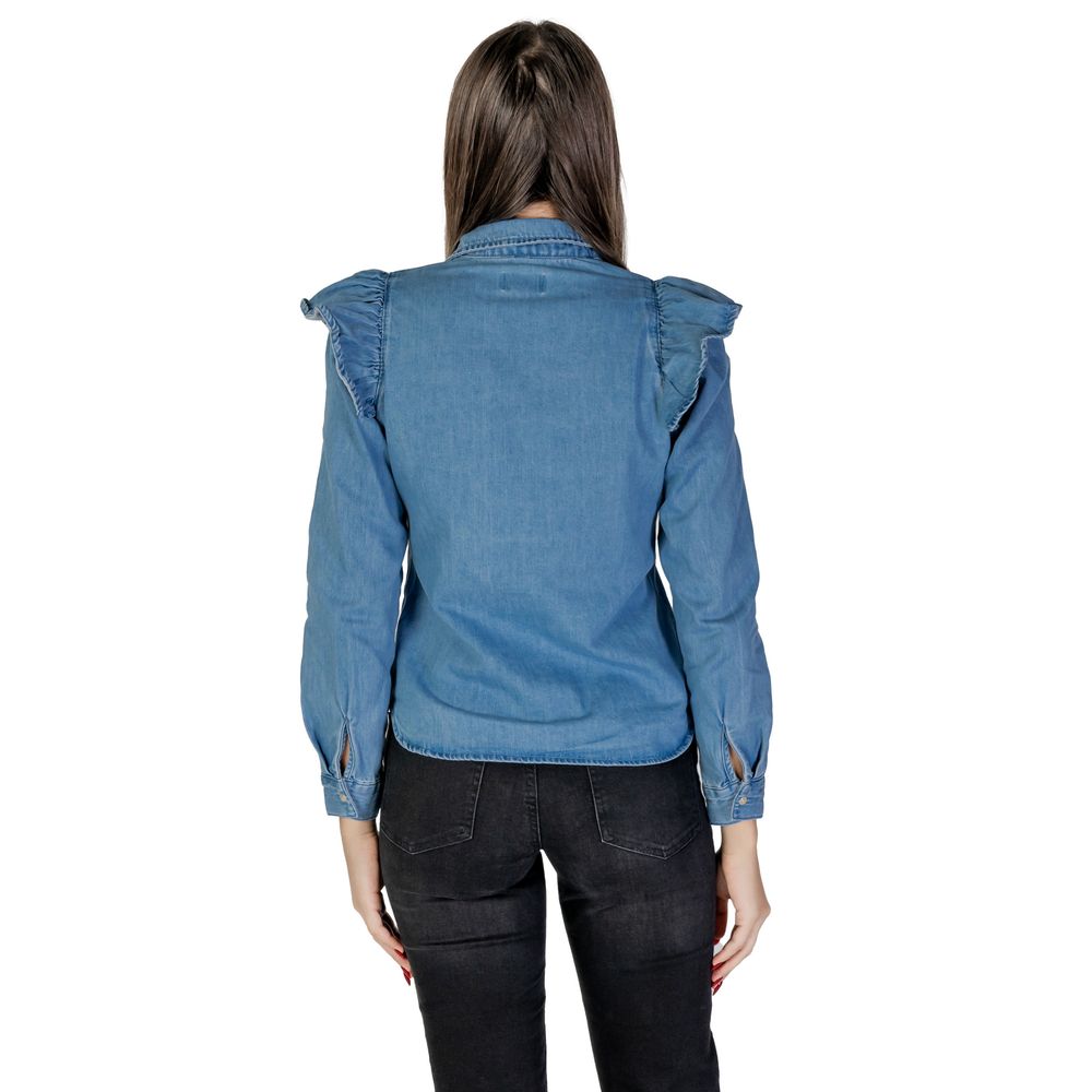 Only Blue Cotton Shirt - Women's Long Sleeve