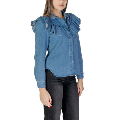 Only Blue Cotton Shirt - Women's Long Sleeve