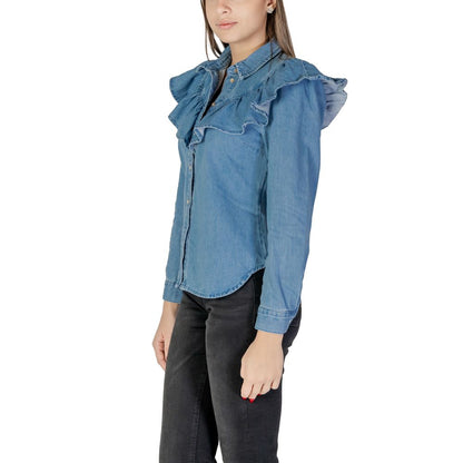 Only Blue Cotton Shirt - Women's Long Sleeve