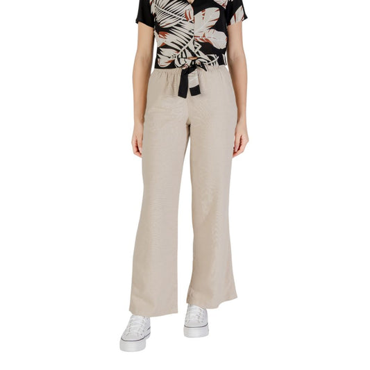 Beige Linen Palazoo Trousers
