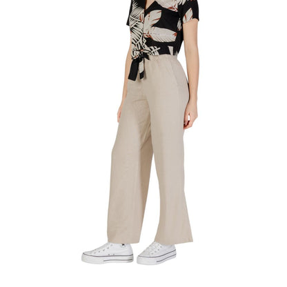 Beige Linen Palazoo Trousers