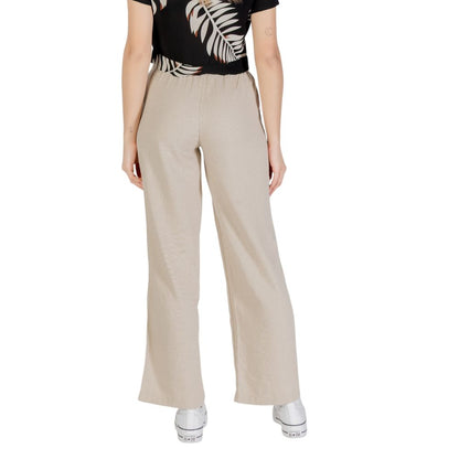 Beige Linen Palazoo Trousers