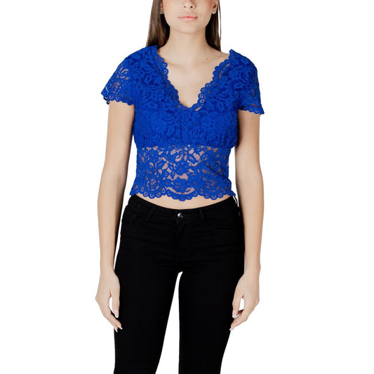 Morgan De Toi Blue Polyamide Top - Elegant Lace Design