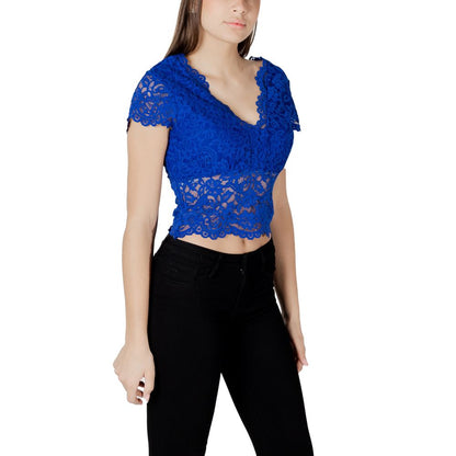 Morgan De Toi Blue Polyamide Top - Elegant Lace Design