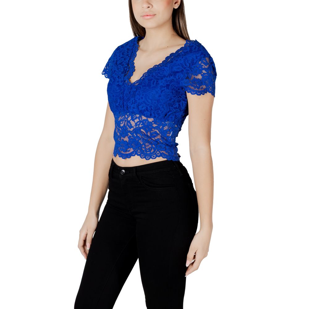 Morgan De Toi Blue Polyamide Top - Elegant Lace Design