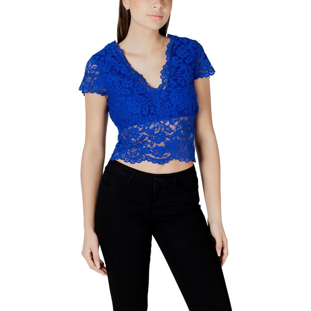 Morgan De Toi Blue Polyamide Top - Elegant Lace Design