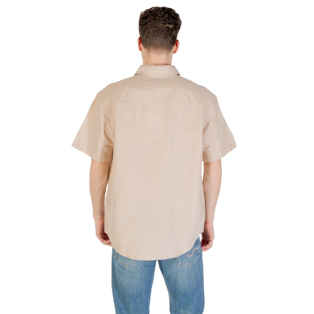 Calvin Klein Jeans Beige Linen Short Sleeve Shirt