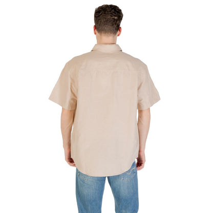 Calvin Klein Jeans Beige Linen Short Sleeve Shirt