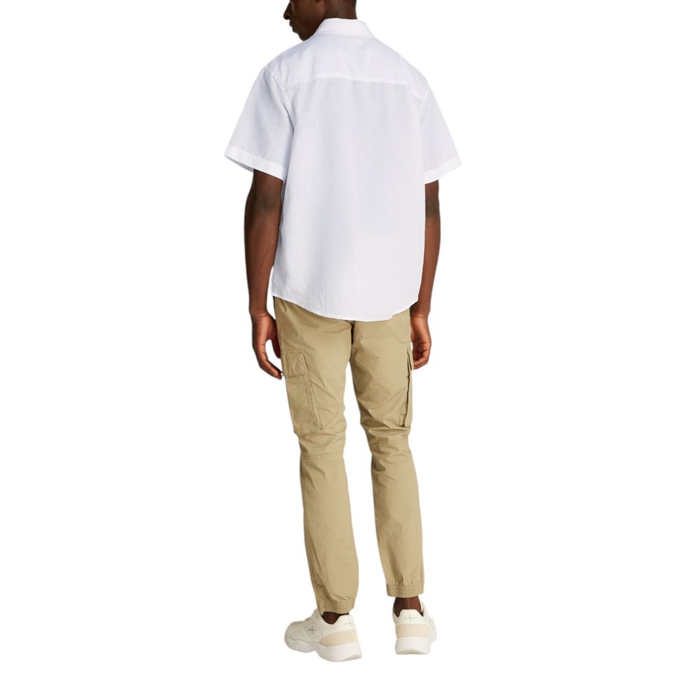 Calvin Klein Jeans White Linen Short Sleeve Shirt