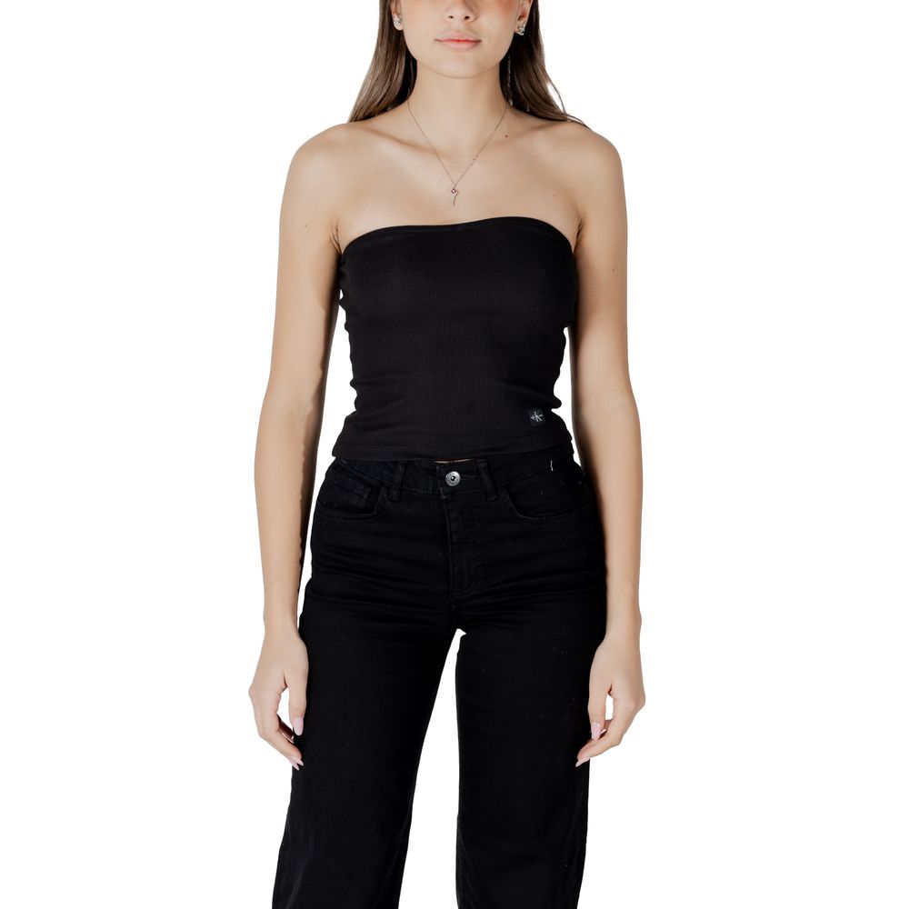 Calvin Klein Jeans Black Ribbed Recycled Cotton Tube Top