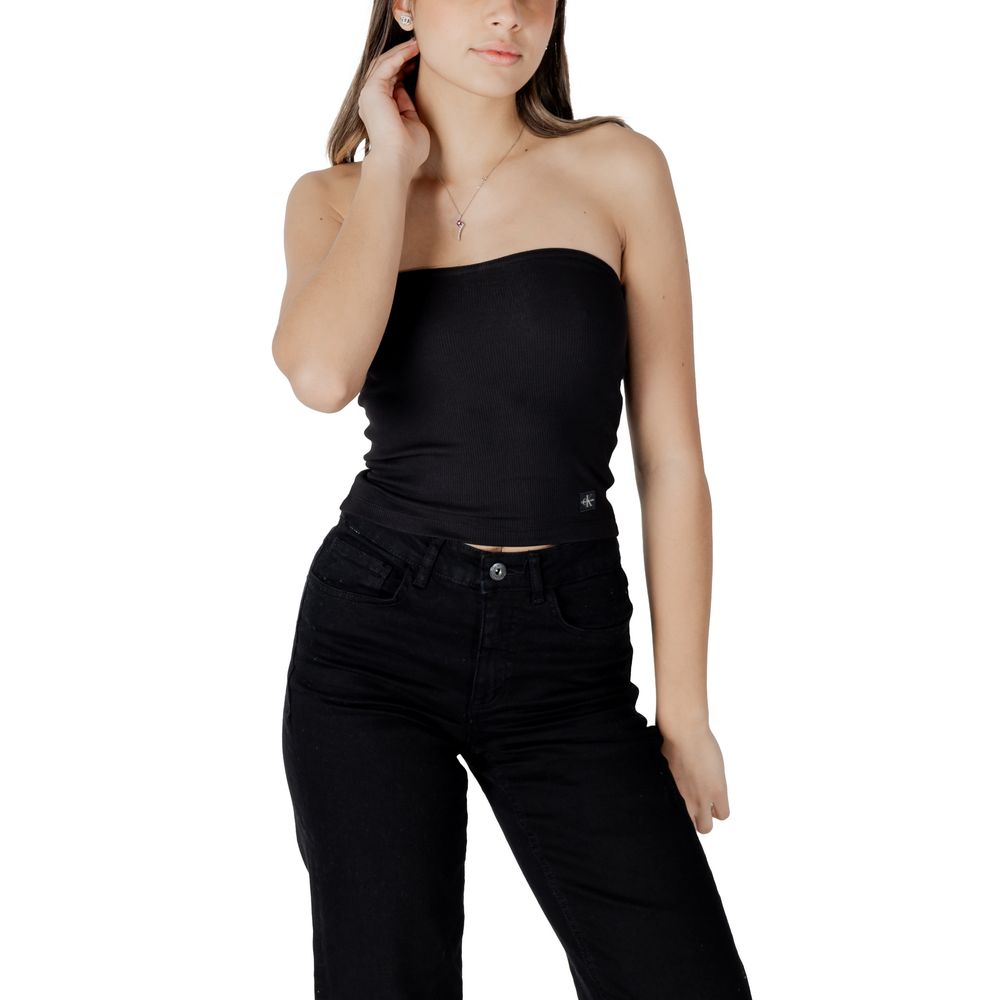 Calvin Klein Jeans Black Ribbed Recycled Cotton Tube Top