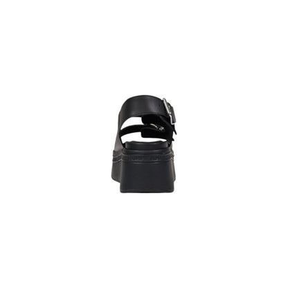 Tommy Hilfiger Jeans Black Leather Sandal Wedge