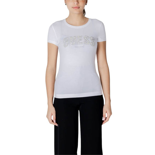 Guess White Cotton T-Shirt for Women