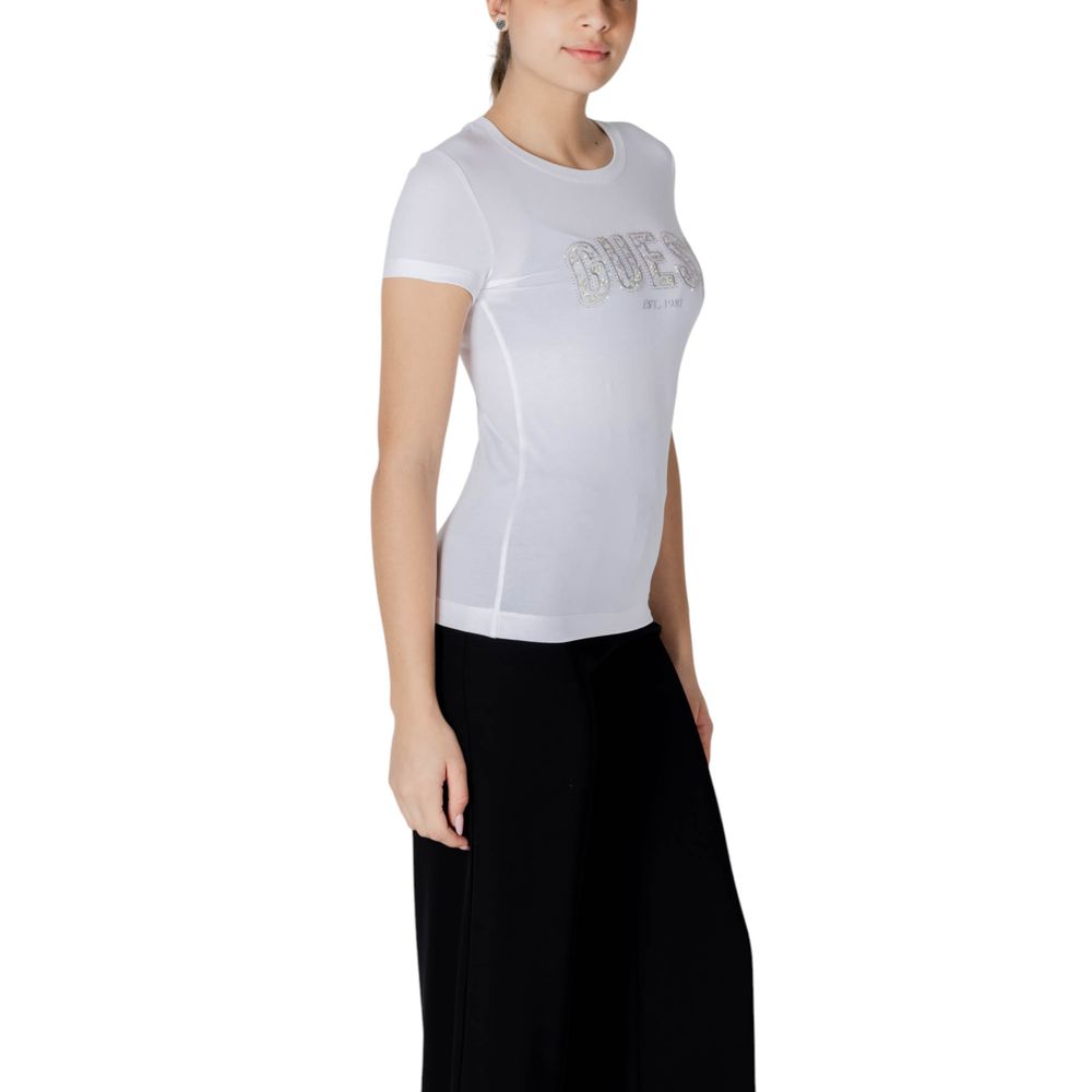 Guess White Cotton T-Shirt for Women