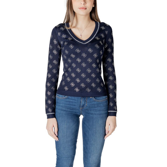 Guess Blue Viscose Sweater - ROSIE 4G VN LS W5GR07 Z3D60