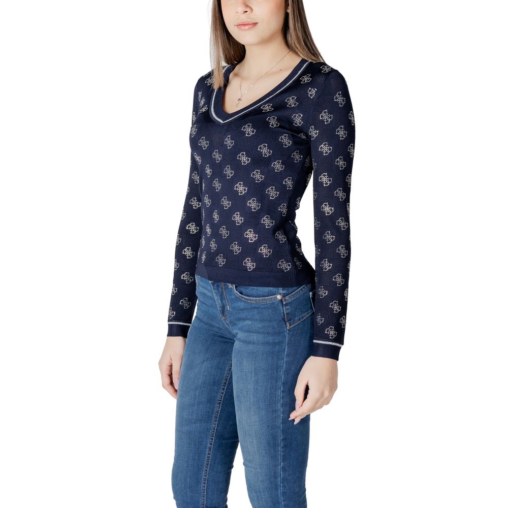 Guess Blue Viscose Sweater - ROSIE 4G VN LS W5GR07 Z3D60