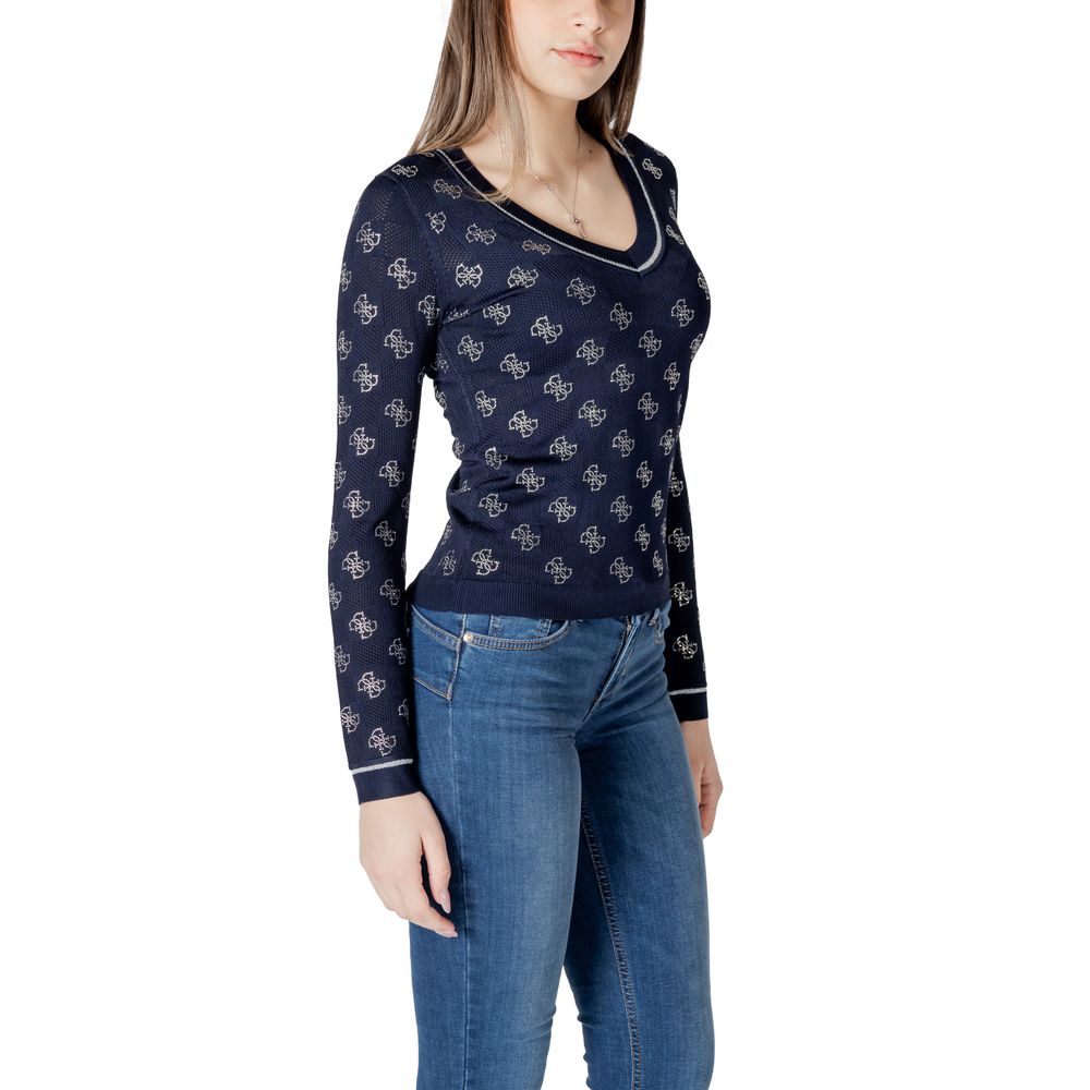 Guess Blue Viscose Sweater - ROSIE 4G VN LS W5GR07 Z3D60