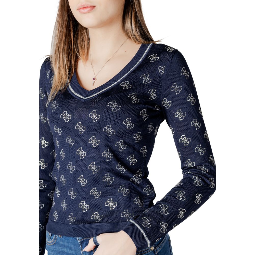 Guess Blue Viscose Sweater - ROSIE 4G VN LS W5GR07 Z3D60