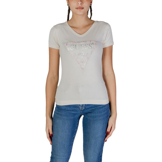 Guess Cream Cotton T-Shirt for Women