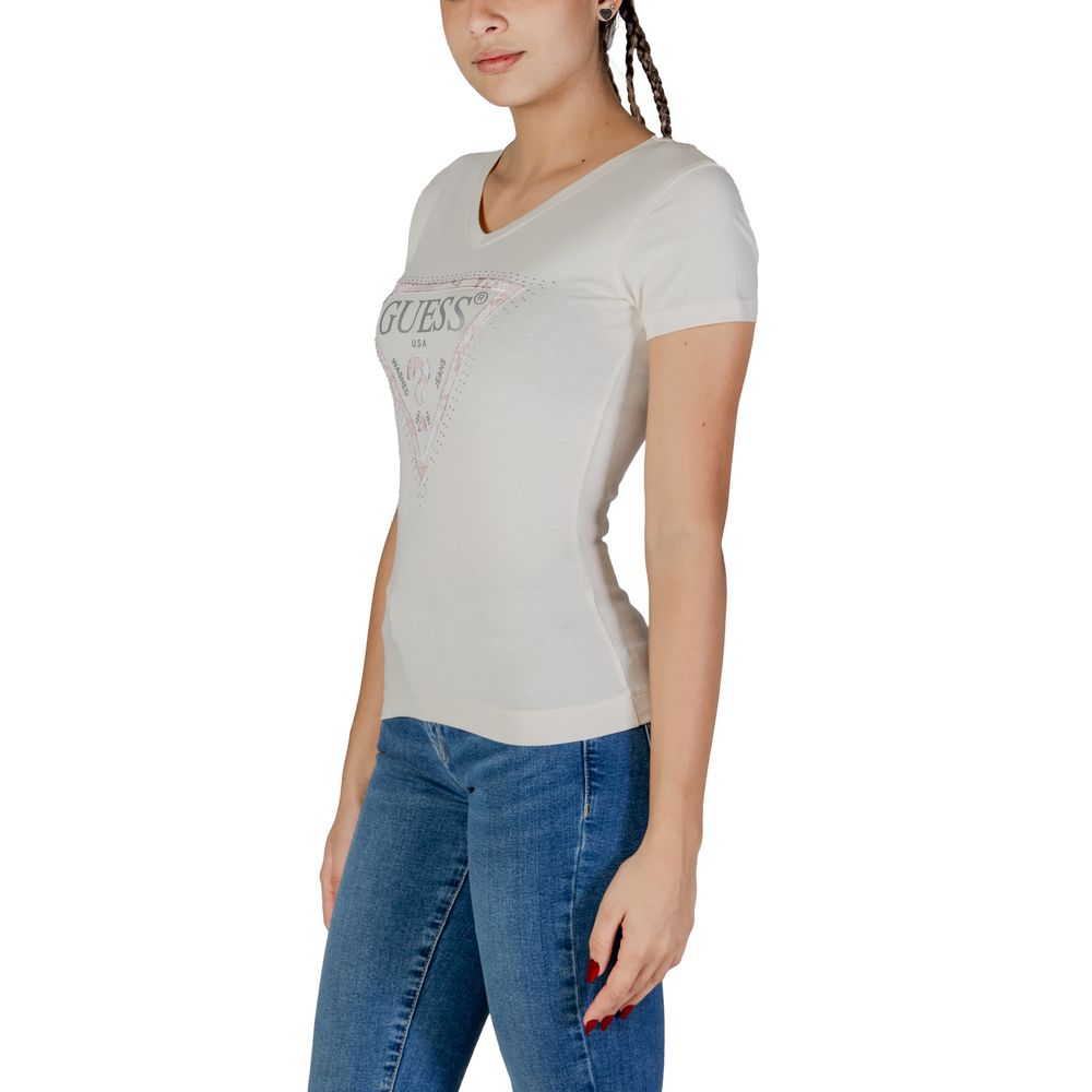 Guess Cream Cotton T-Shirt for Women