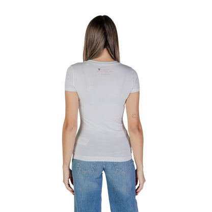 Guess White Cotton T-Shirt - Women’s Short Sleeve Cheetah Logo Tee