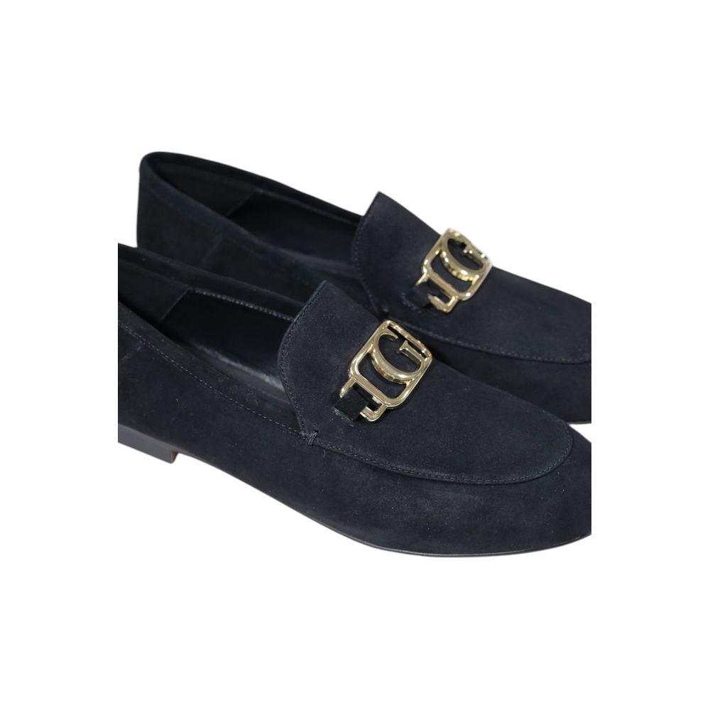 Guess Black Leather Platform Flats